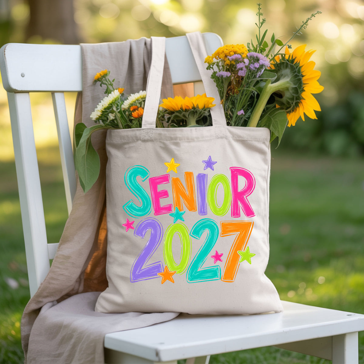 Senior 2027 Colorful Stars T-Shirt, High School Class of 2027 Graduation Tee