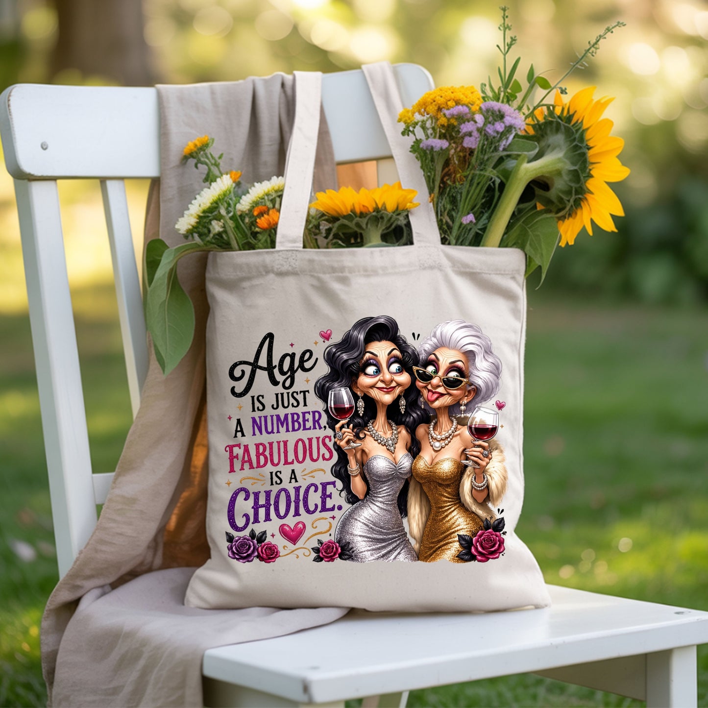 Age Is Just a Number Birthday T-Shirt, Fabulous Is a Choice Glam Best Friends Wine Tee