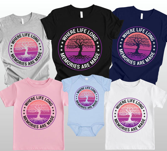 Tree of Life T Shirt Family Reunion 2026 Tee Pink Purple Sunset Roots Shirt For Adult Youth Toddler Nature Lover Gift Matching Family Outfits Tees