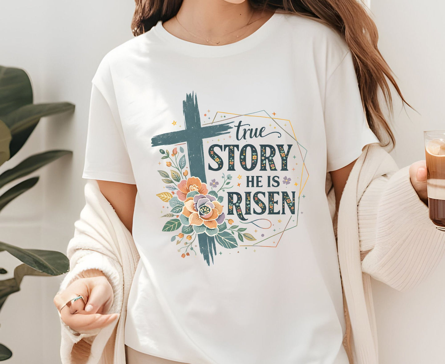 True Story He Is Risen T Shirt Christian Easter Tee Floral Cross Faith Shirt Adult Youth Toddler Baby Religious Gift Resurrection Sunday