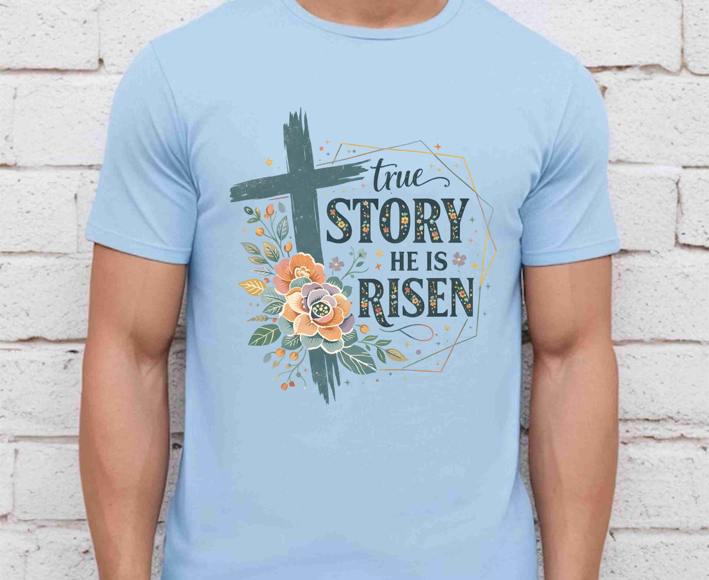 True Story He Is Risen T Shirt Christian Easter Tee Floral Cross Faith Shirt Adult Youth Toddler Baby Religious Gift Resurrection Sunday