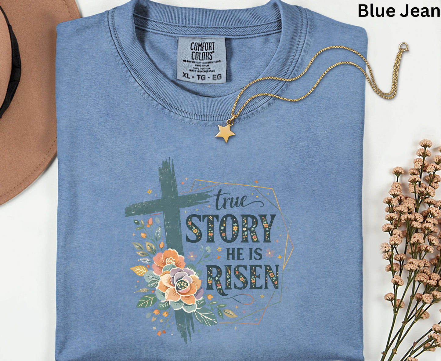 True Story He Is Risen T Shirt Christian Easter Tee Floral Cross Faith Shirt Adult Youth Toddler Baby Religious Gift Resurrection Sunday