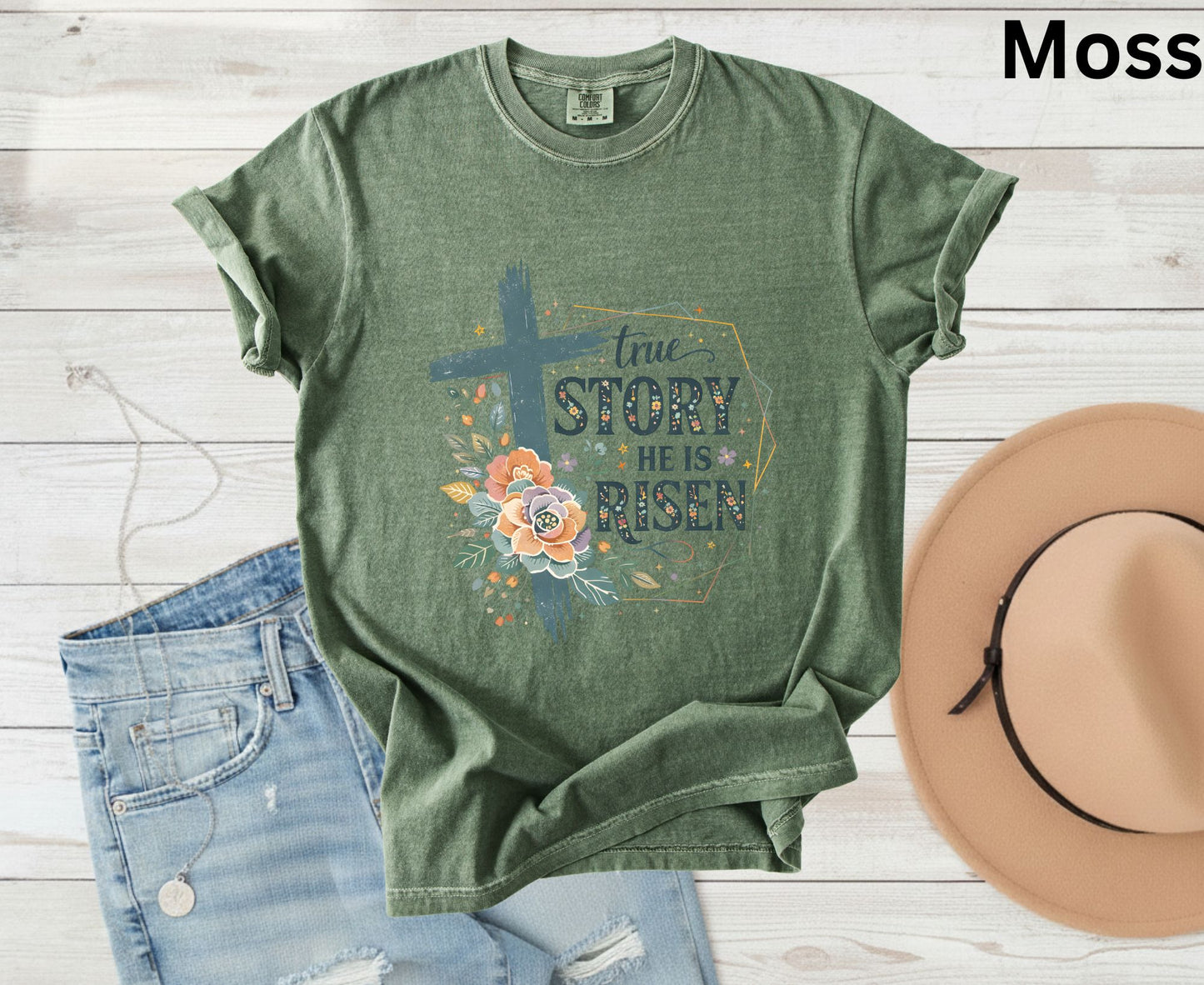 True Story He Is Risen T Shirt Christian Easter Tee Floral Cross Faith Shirt Adult Youth Toddler Baby Religious Gift Resurrection Sunday