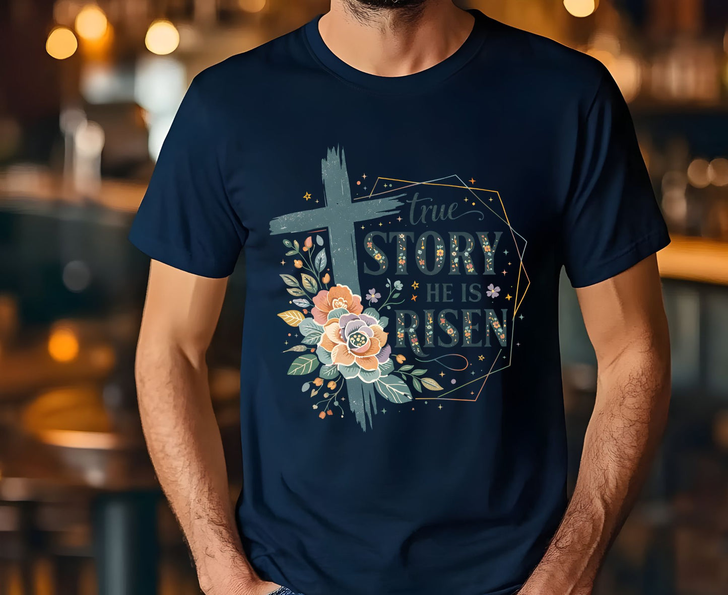 True Story He Is Risen T Shirt Christian Easter Tee Floral Cross Faith Shirt Adult Youth Toddler Baby Religious Gift Resurrection Sunday
