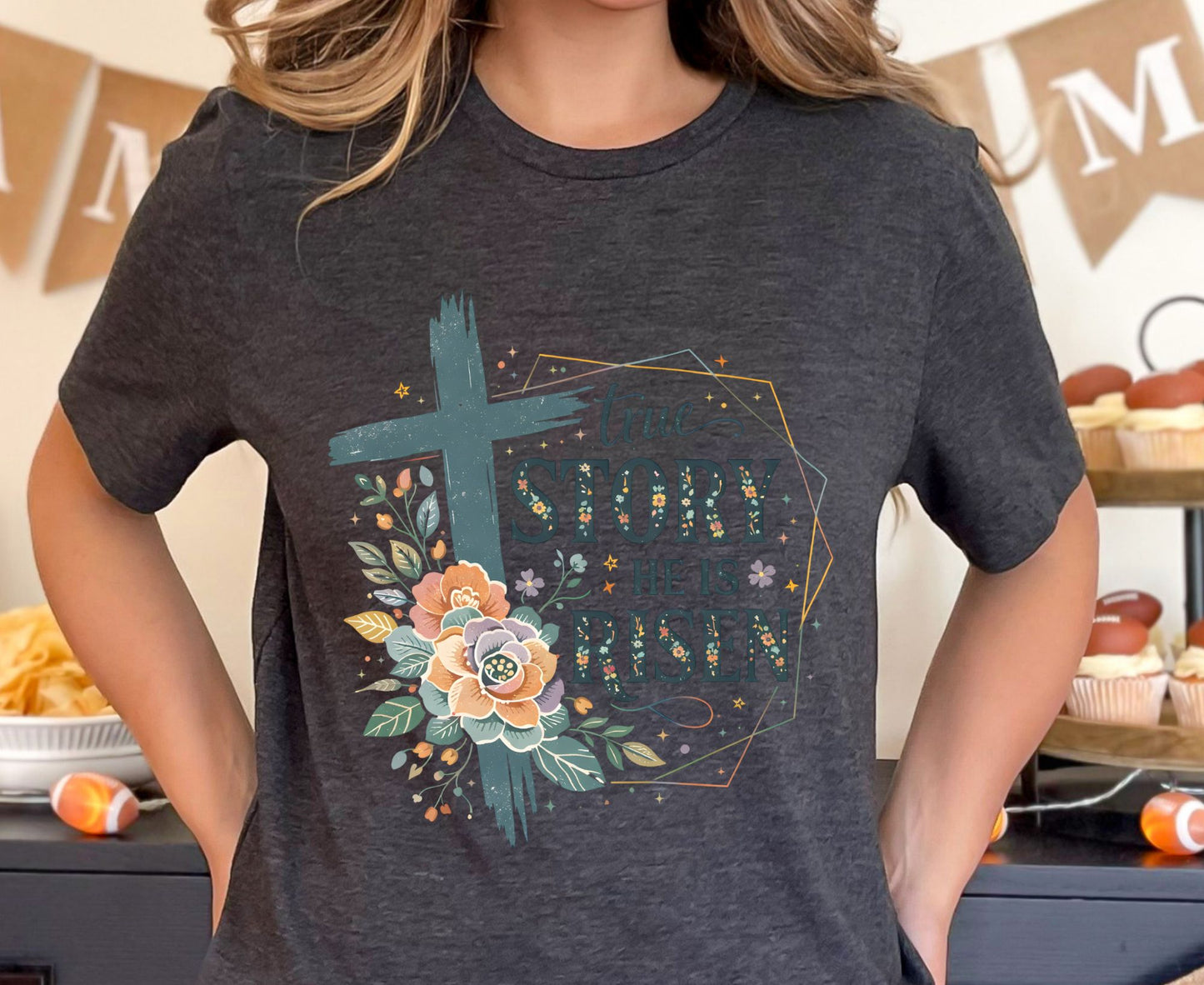 True Story He Is Risen T Shirt Christian Easter Tee Floral Cross Faith Shirt Adult Youth Toddler Baby Religious Gift Resurrection Sunday