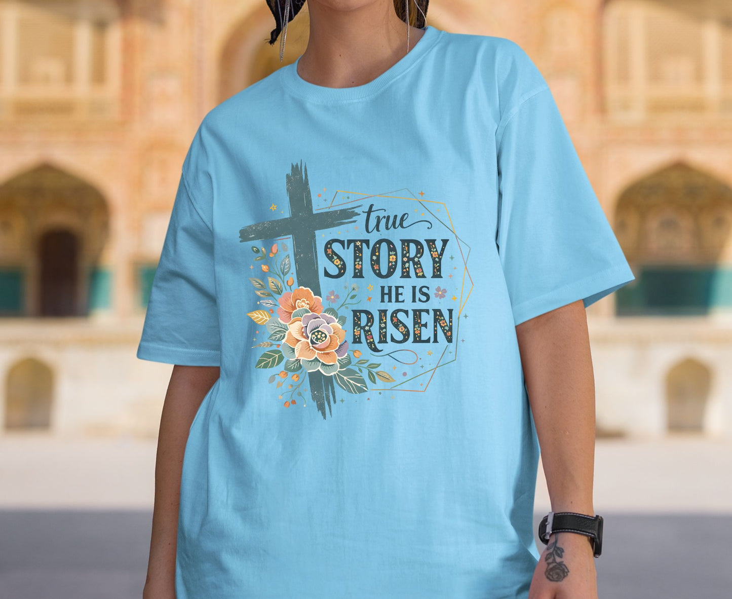 True Story He Is Risen T Shirt Christian Easter Tee Floral Cross Faith Shirt Adult Youth Toddler Baby Religious Gift Resurrection Sunday