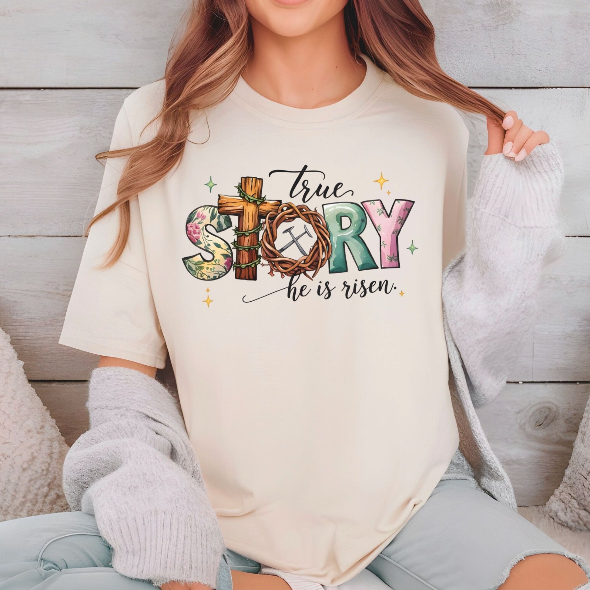 True Story He is Risen DTF Transfer ready to Press Christian Easter Heat Transfer for Shirts Bible Verse UV Sticker Prints