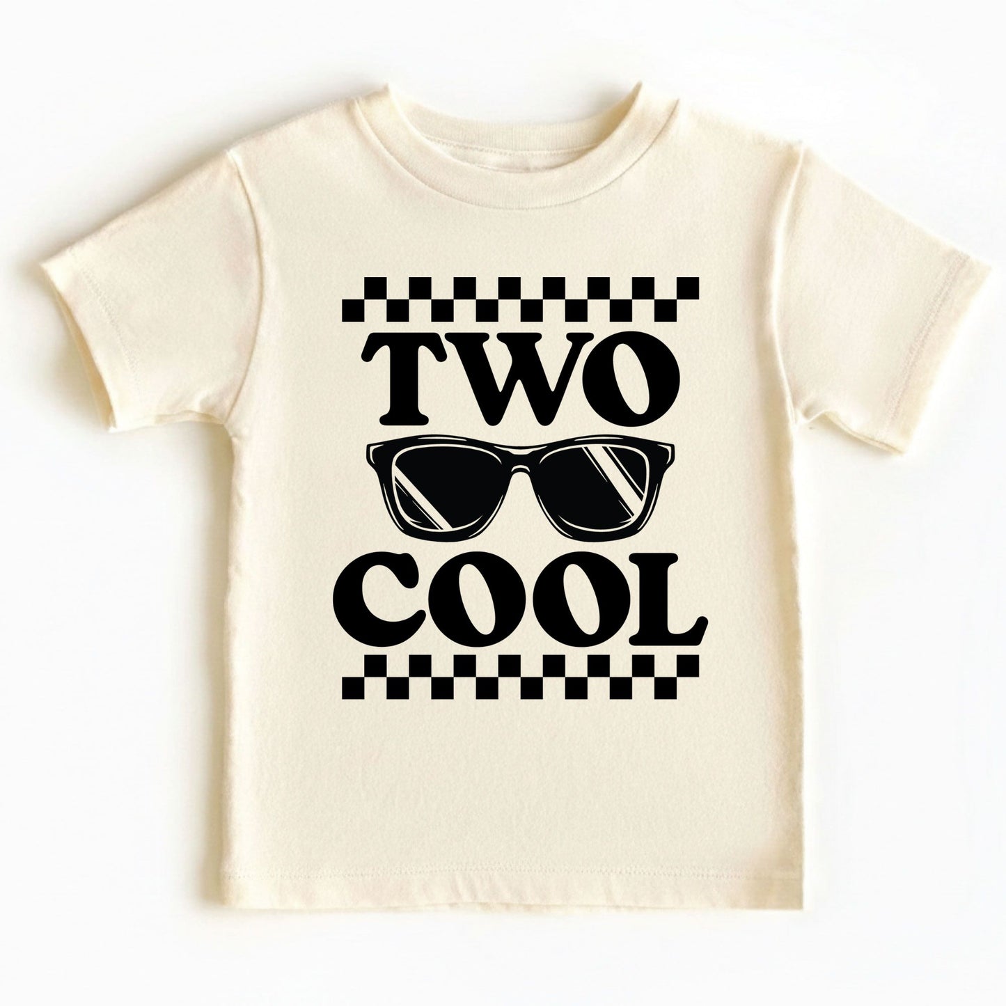 Two Cool 2nd Birthday Shirt Sunglasses Toddler Tee Second Birthday Kids Outfit Checkered 2 Year Old Childrens Gift Retro Birthday Apparel