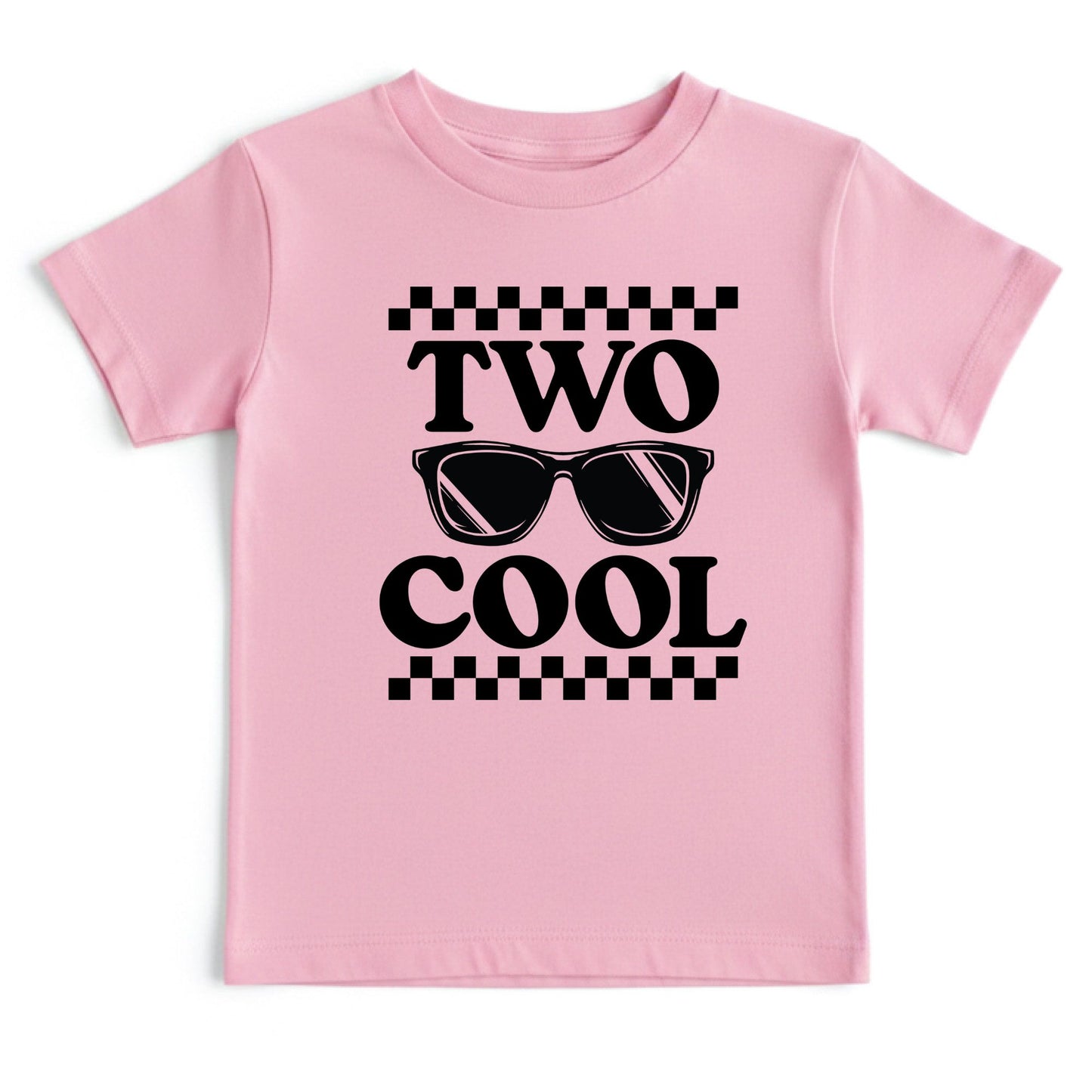 Two Cool 2nd Birthday Shirt Sunglasses Toddler Tee Second Birthday Kids Outfit Checkered 2 Year Old Childrens Gift Retro Birthday Apparel