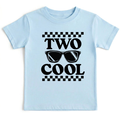 Two Cool 2nd Birthday Shirt Sunglasses Toddler Tee Second Birthday Kids Outfit Checkered 2 Year Old Childrens Gift Retro Birthday Apparel