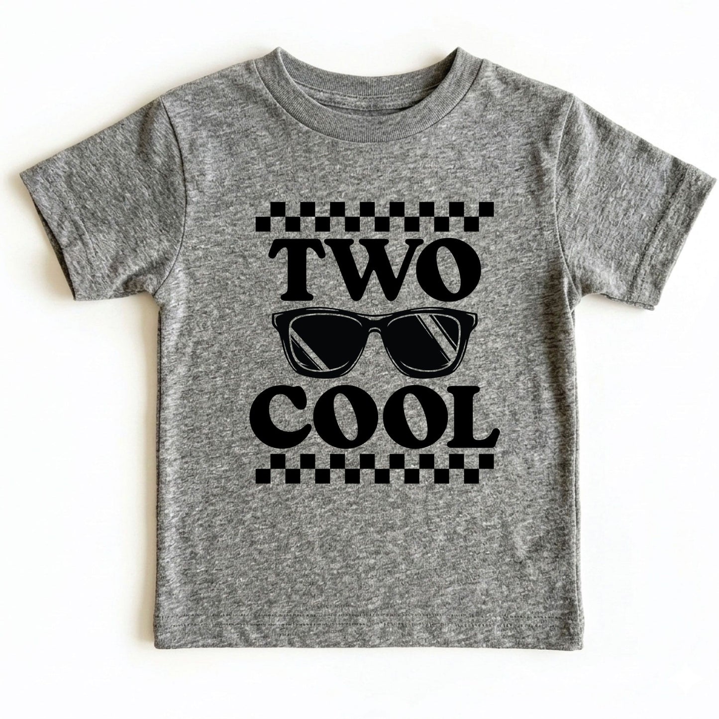Two Cool 2nd Birthday Shirt Sunglasses Toddler Tee Second Birthday Kids Outfit Checkered 2 Year Old Childrens Gift Retro Birthday Apparel