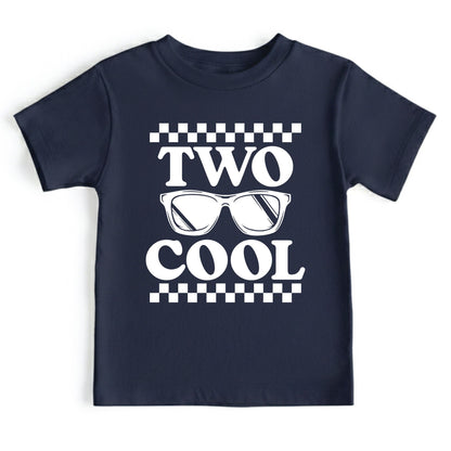 Two Cool 2nd Birthday Shirt Sunglasses Toddler Tee Second Birthday Kids Outfit Checkered 2 Year Old Childrens Gift Retro Birthday Apparel