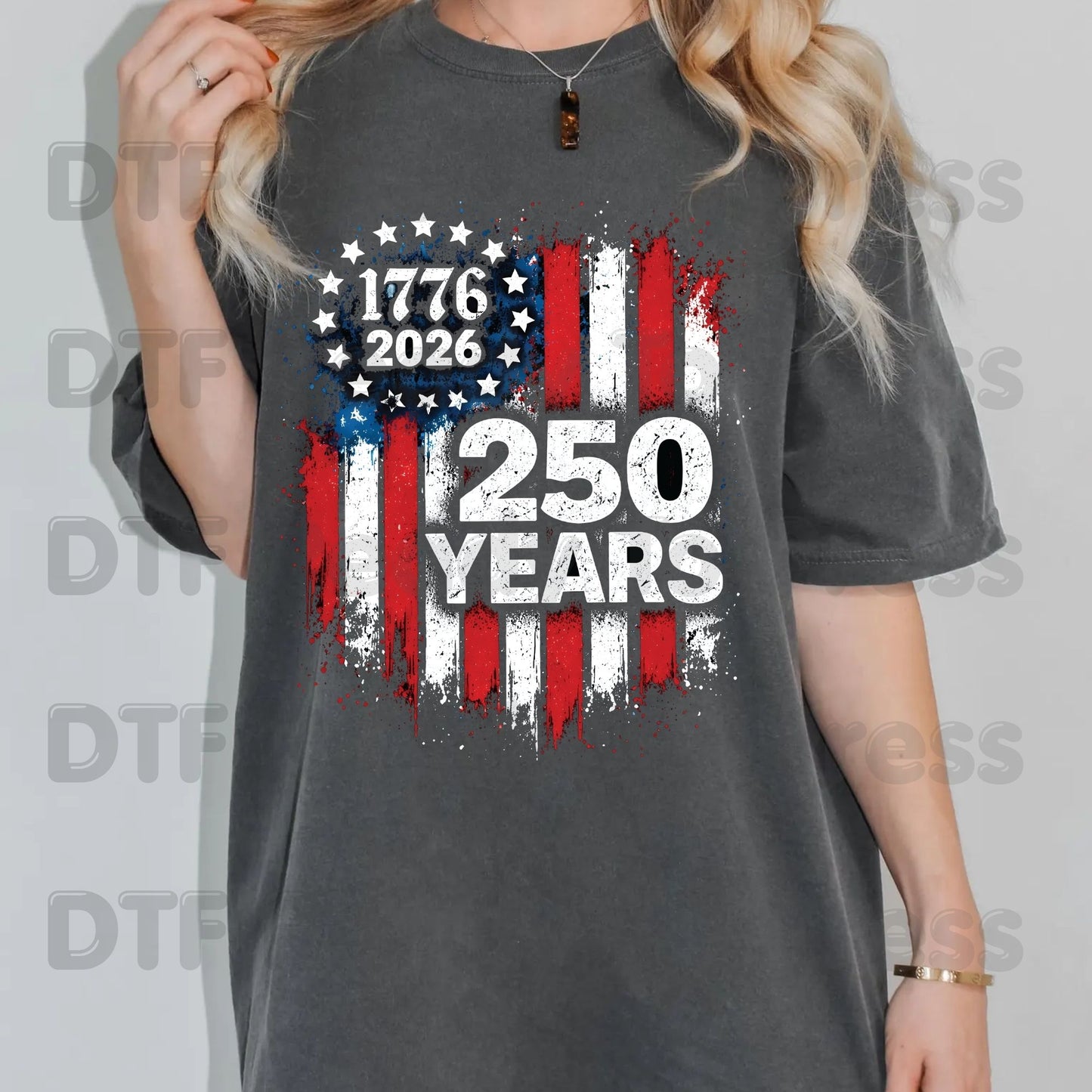 USA 250 Years 1776-2026 DTF Transfer Ready to Press Patriotic American Flag Eagle Shield Heat Transfer for Shirts Semiquincentennial UV Sticker Prints