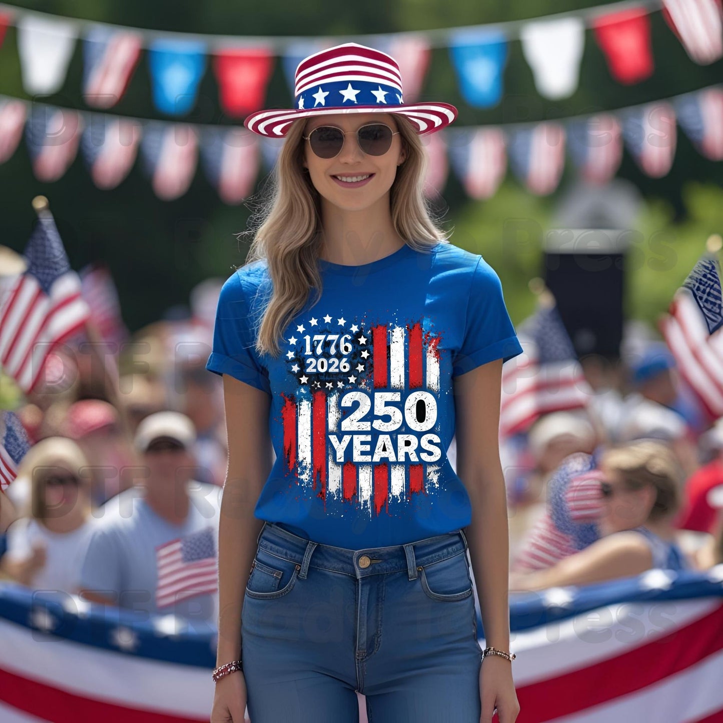 USA 250 Years 1776-2026 DTF Transfer Ready to Press Patriotic American Flag Eagle Shield Heat Transfer for Shirts Semiquincentennial UV Sticker Prints