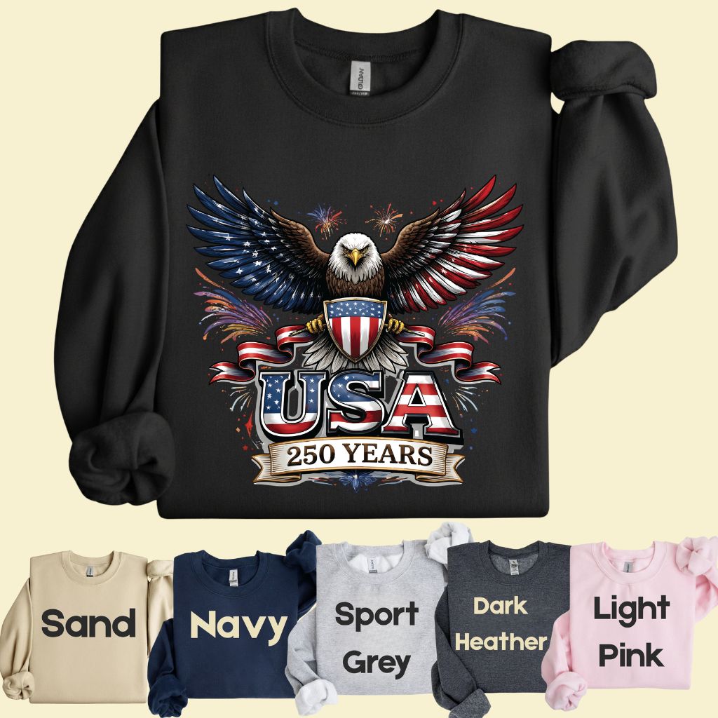 USA 250 Years Comfort Colors T Shirts Patriotic Eagle America 250th Tee United States Fireworks Graphic Shirt Fourth of July Veterans Gift