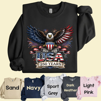 USA 250 Years Comfort Colors T Shirts Patriotic Eagle America 250th Tee United States Fireworks Graphic Shirt Fourth of July Veterans Gift