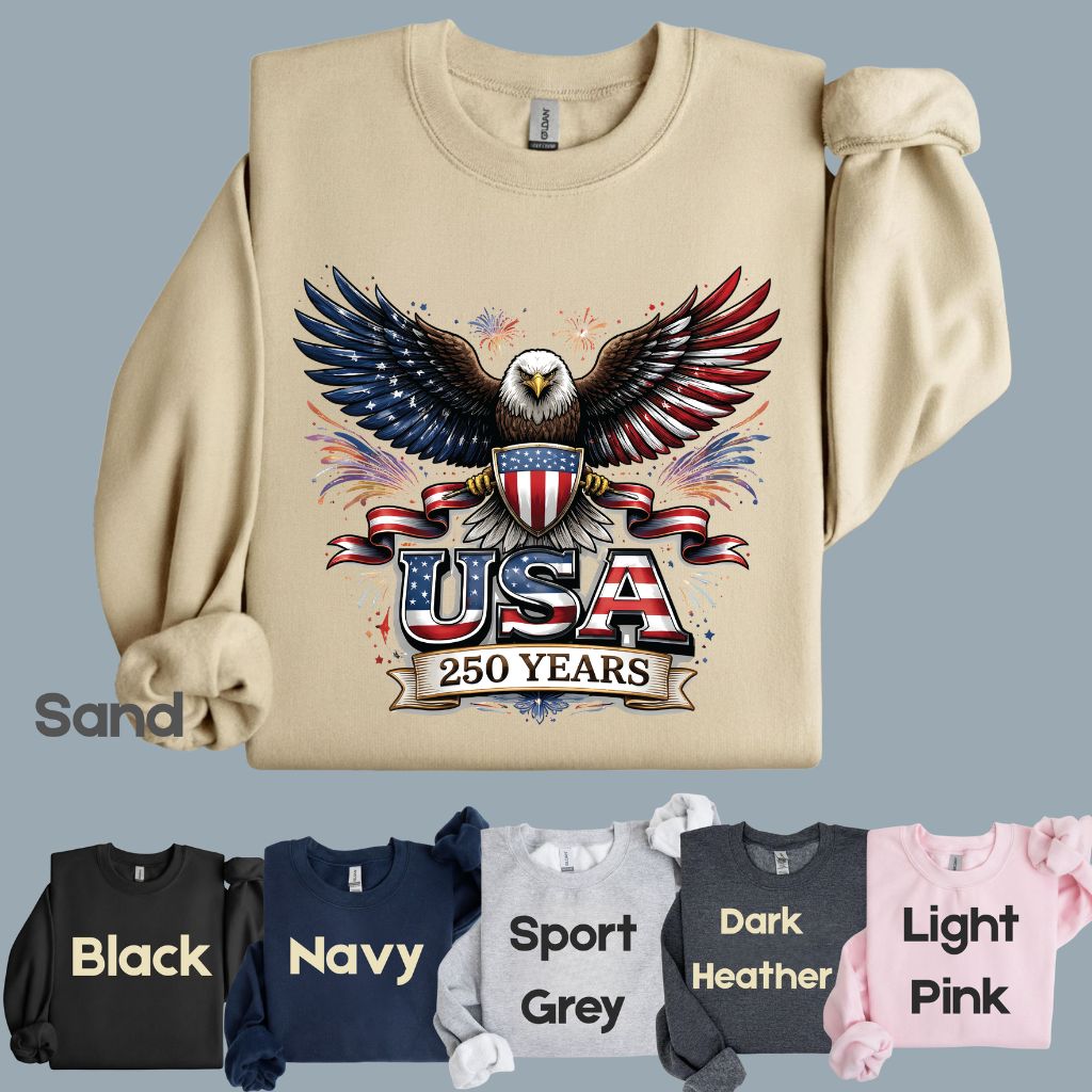 USA 250 Years Comfort Colors T Shirts Patriotic Eagle America 250th Tee United States Fireworks Graphic Shirt Fourth of July Veterans Gift