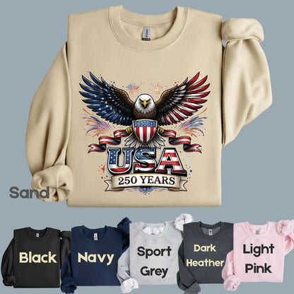 USA 250 Years Comfort Colors T Shirts Patriotic Eagle America 250th Tee United States Fireworks Graphic Shirt Fourth of July Veterans Gift