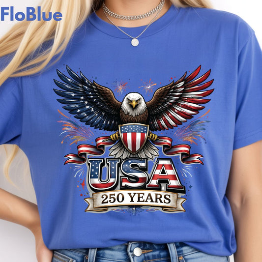USA 250 Years Comfort Colors T Shirts Patriotic Eagle America 250th Tee United States Fireworks Graphic Shirt Fourth of July Veterans Gift