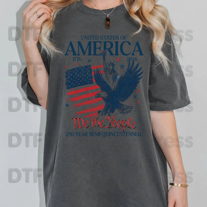 USA 250 Years DTF Transfer Ready to Press We The People Semiquincentennial Retro Eagle American Flag Heat Transfer for Shirts July 4th UV Sticker