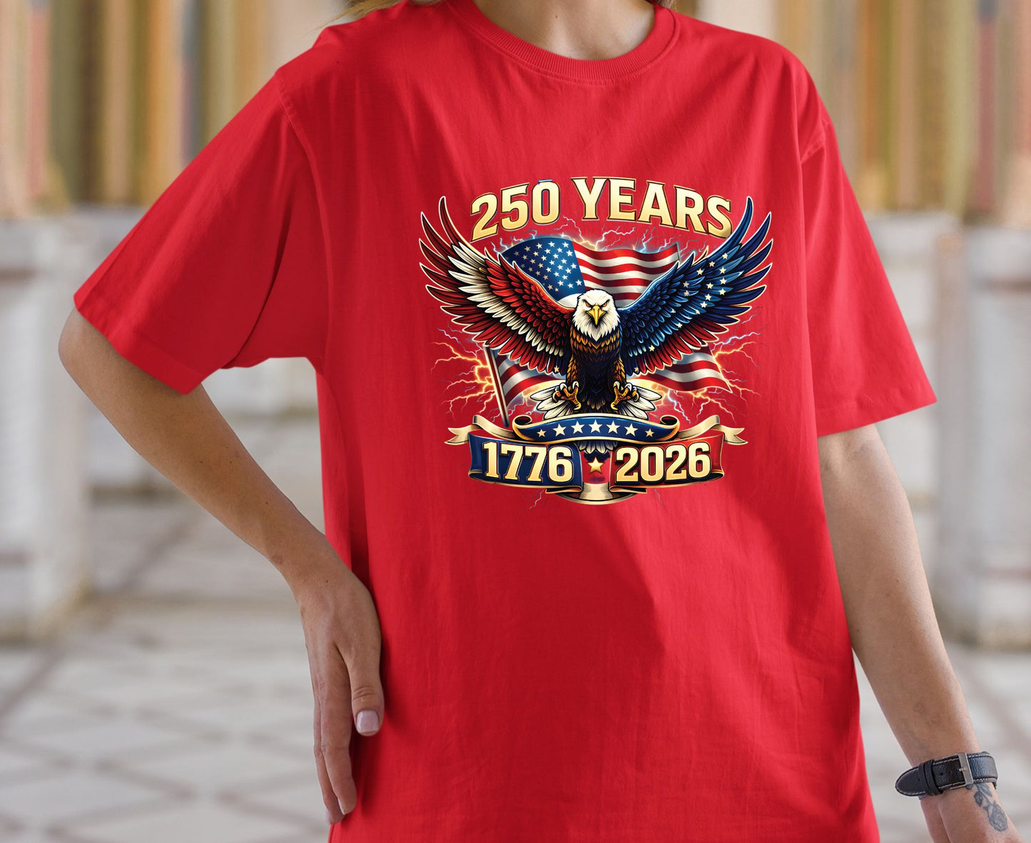USA 250 Years Semiquincentennial T Shirt America 1776 2026 Eagle Tee Patriotic 4th of July Apparel United States Anniversary Tops