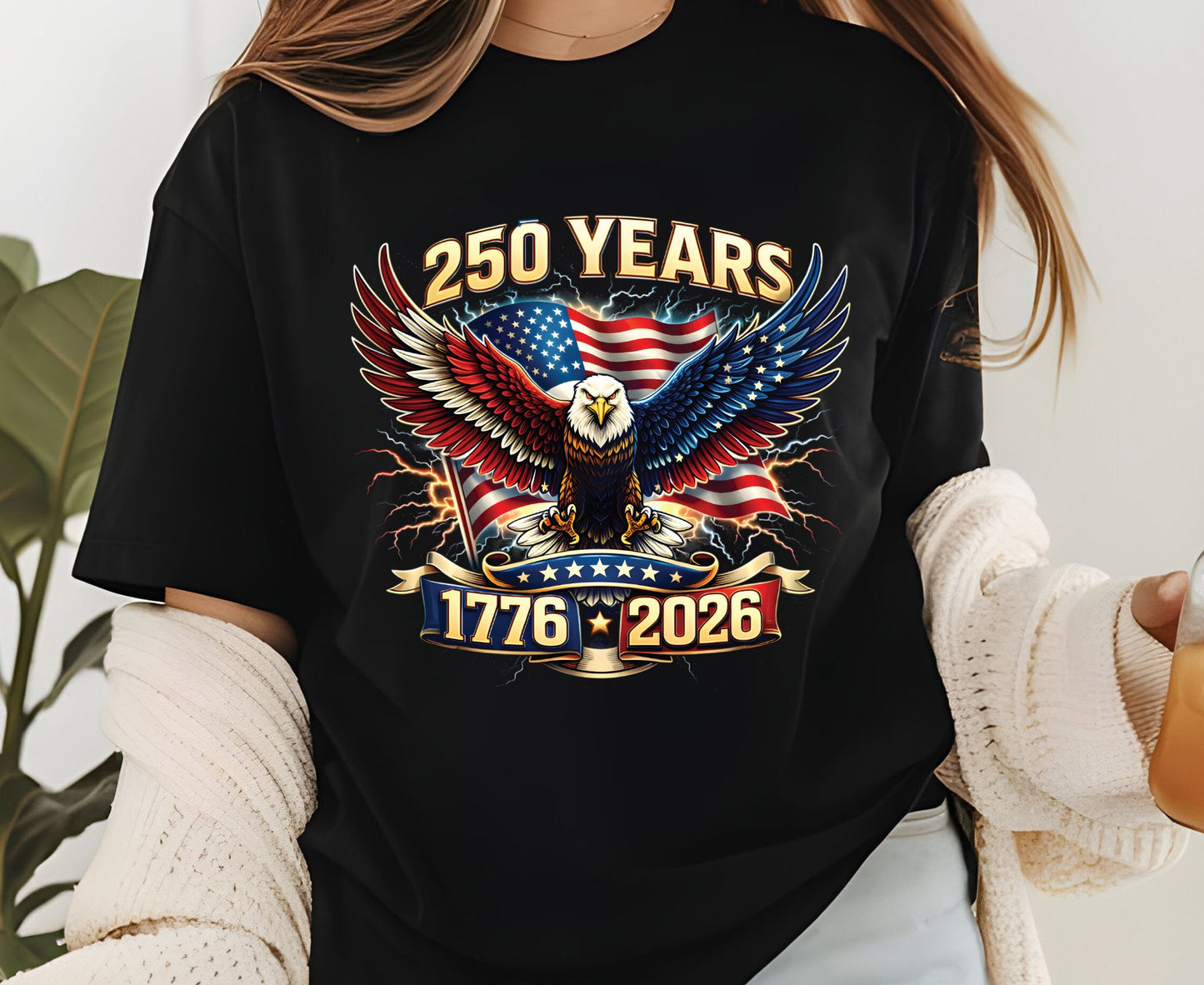 USA 250 Years Semiquincentennial T Shirt America 1776 2026 Eagle Tee Patriotic 4th of July Apparel United States Anniversary Tops