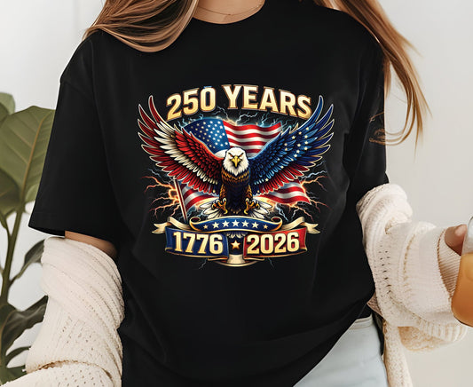 USA 250 Years Semiquincentennial T Shirt America 1776 2026 Eagle Tee Patriotic 4th of July Apparel United States Anniversary Tops