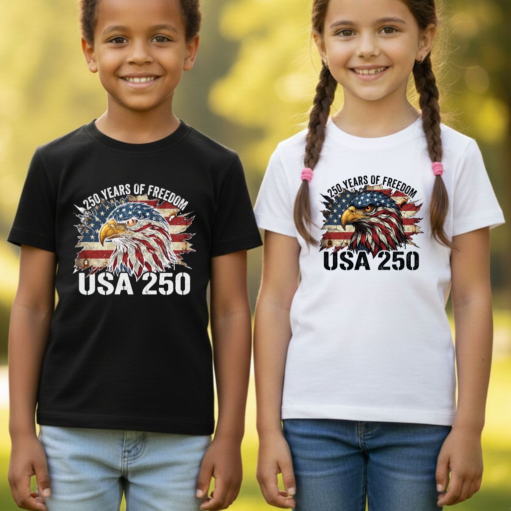 USA 250 Years of Freedom Comfort Colors T Shirts America 250th Tee Patriotic Eagle T-Shirt Distressed American Flag Fourth of July Gifts