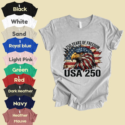 USA 250 Years of Freedom Comfort Colors T Shirts America 250th Tee Patriotic Eagle T-Shirt Distressed American Flag Fourth of July Gifts