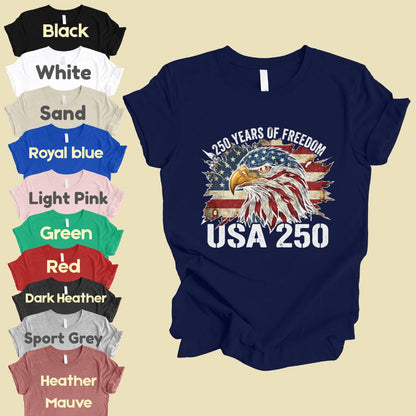 USA 250 Years of Freedom Comfort Colors T Shirts America 250th Tee Patriotic Eagle T-Shirt Distressed American Flag Fourth of July Gifts