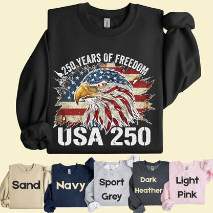 USA 250 Years of Freedom Comfort Colors T Shirts America 250th Tee Patriotic Eagle T-Shirt Distressed American Flag Fourth of July Gifts