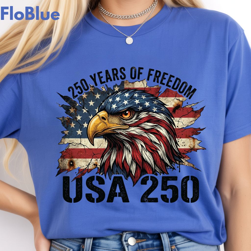 USA 250 Years of Freedom Comfort Colors T Shirts America 250th Tee Patriotic Eagle T-Shirt Distressed American Flag Fourth of July Gifts