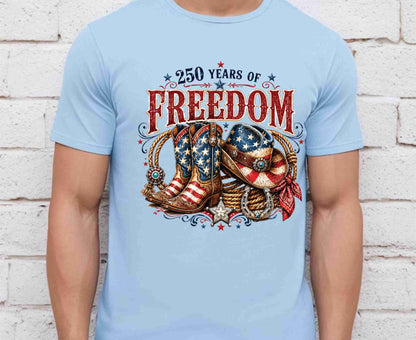 USA 250 Years of Freedom T Shirt Country Western 4th of July Tee