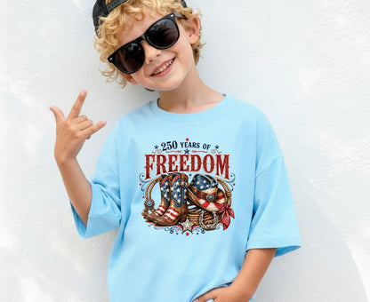 USA 250 Years of Freedom T Shirt Country Western 4th of July Tee