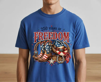USA 250 Years of Freedom T Shirt Country Western 4th of July Tee