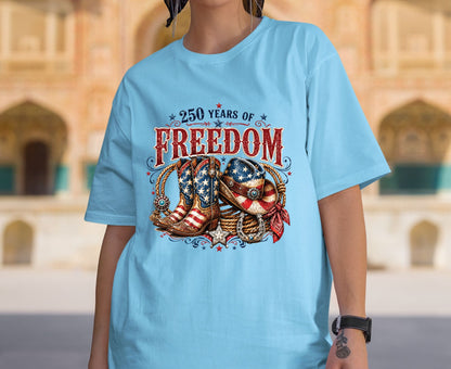 USA 250 Years of Freedom T Shirt Country Western 4th of July Tee
