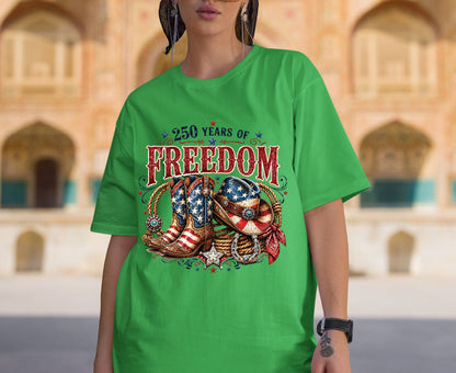 USA 250 Years of Freedom T Shirt Country Western 4th of July Tee