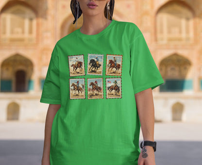Vintage Cowboy Stamp T Shirt Adult Youth Toddler Baby Western Graphic Tee Retro Rodeo Postage Stamp Aesthetic Country Horse Rider Desert Gift