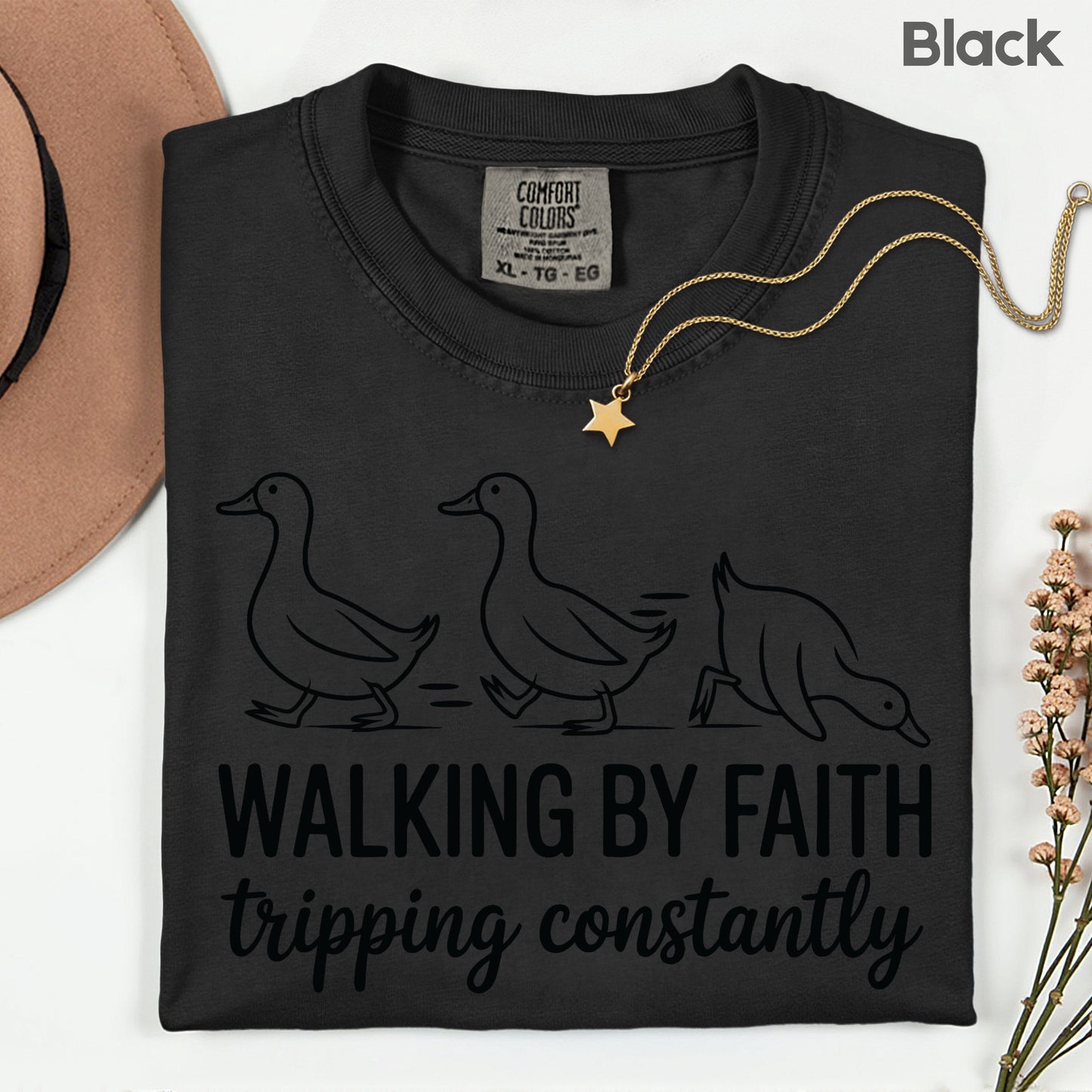 Walking by Faith Funny Comfort Colors T Shirt