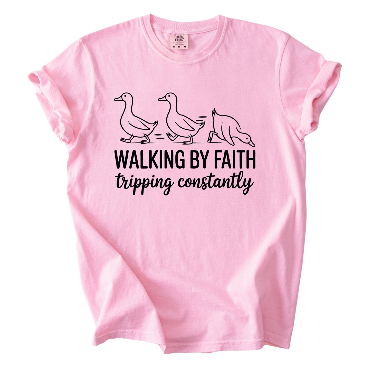 Walking by Faith Funny Comfort Colors T Shirt
