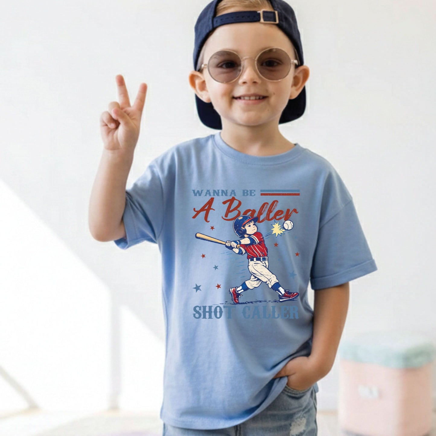Wanna Be A Baller Shot Caller Shirt Retro Baseball Youth Kids Toddler Tees