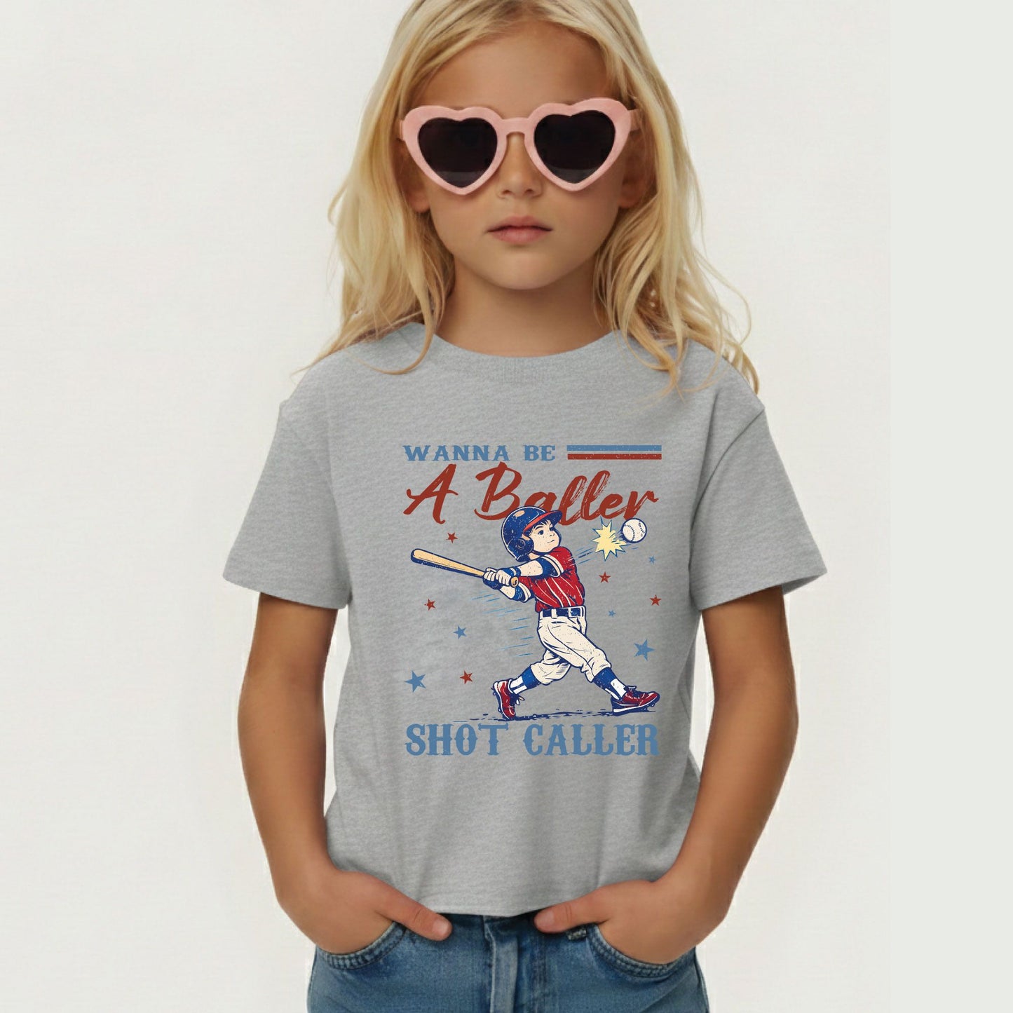 Wanna Be A Baller Shot Caller Shirt Retro Baseball Youth Kids Toddler Tees