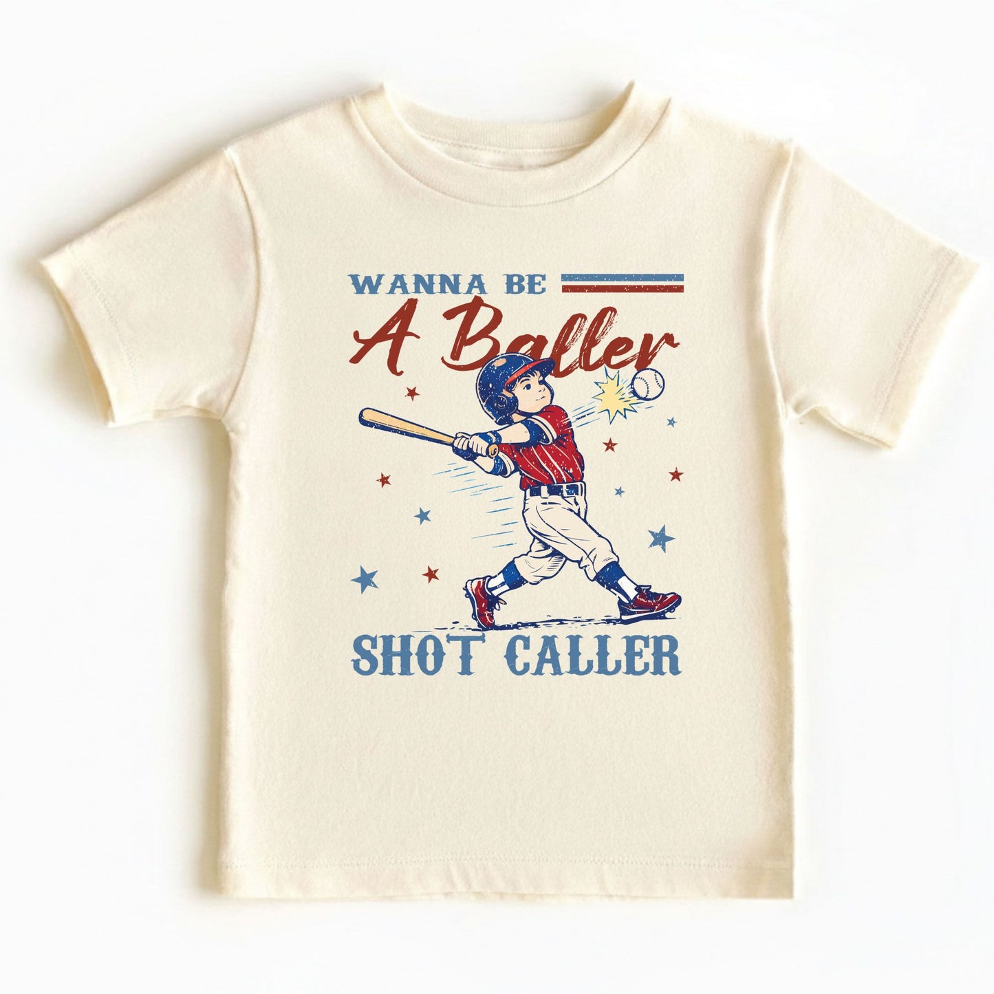 Wanna Be A Baller Shot Caller Shirt Retro Baseball Youth Kids Toddler Tees