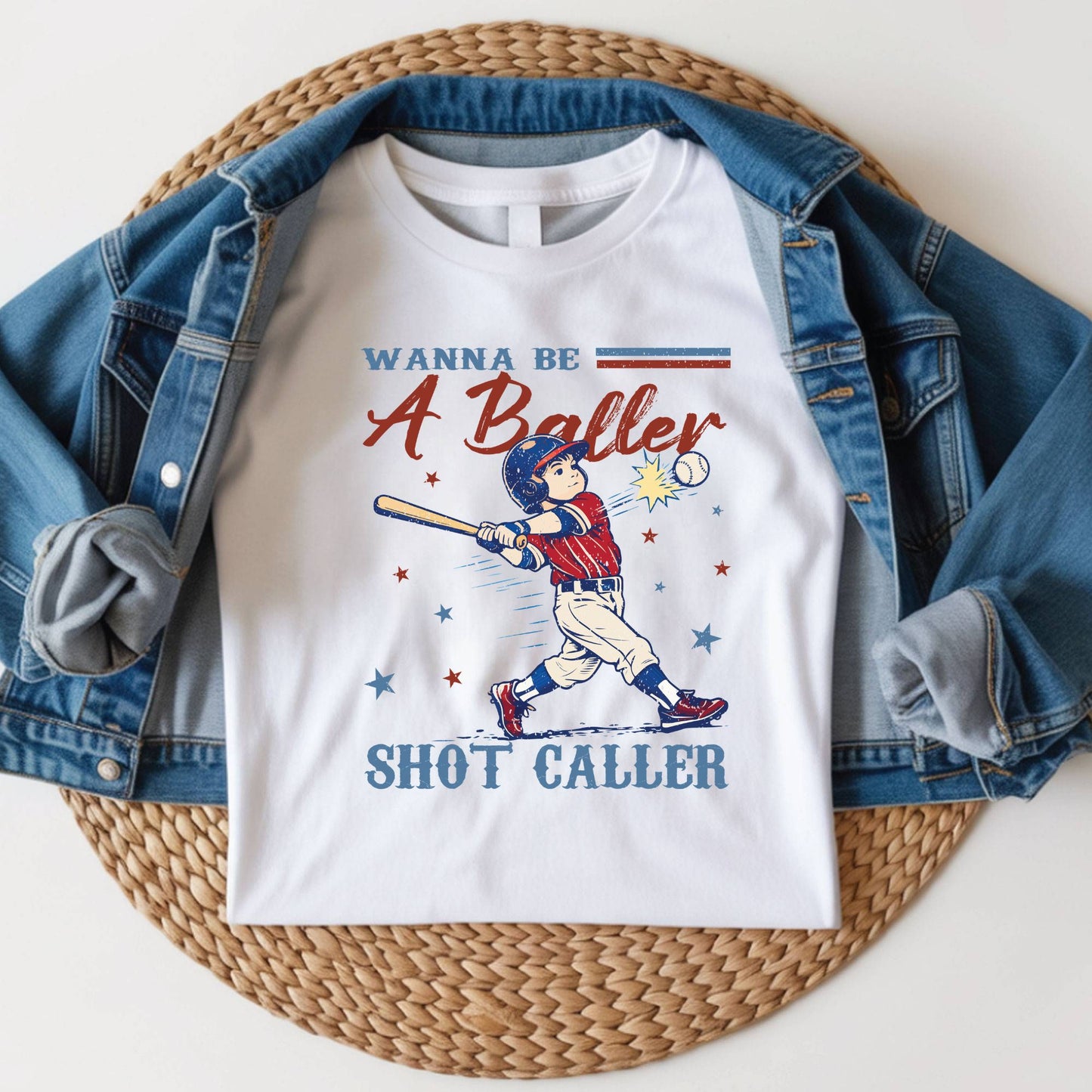 Wanna Be A Baller Shot Caller Shirt Retro Baseball Youth Kids Toddler Tees