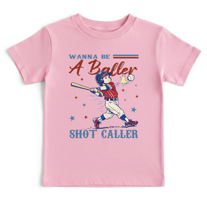 Wanna Be A Baller Shot Caller Shirt Retro Baseball Youth Kids Toddler Tees