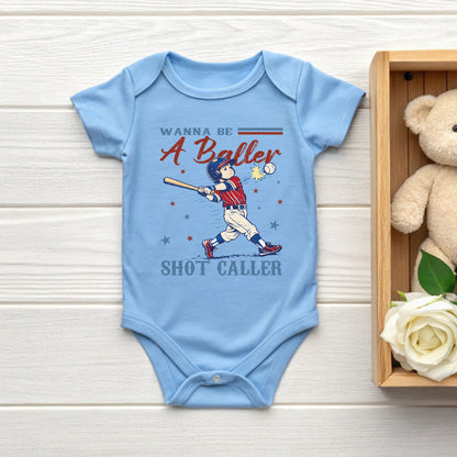 Wanna Be A Baller Shot Caller Shirt Retro Baseball Youth Kids Toddler Tees