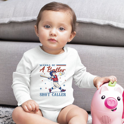 Wanna Be A Baller Shot Caller Shirt Retro Baseball Youth Kids Toddler Tees