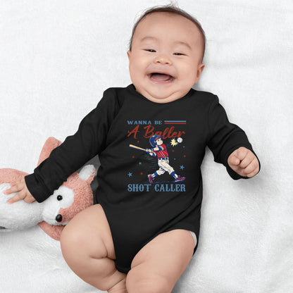 Wanna Be A Baller Shot Caller Shirt Retro Baseball Youth Kids Toddler Tees