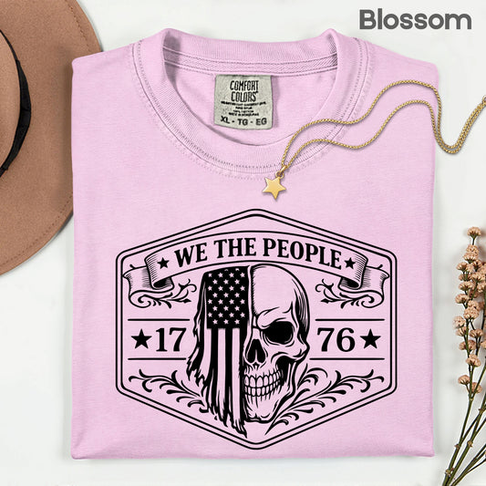 We The People Comfort Colors T Shirt 1776 American Flag Skull Youth Tee Patriotic USA Children Sweatshirt Fourth of July Kids Apparel Veteran