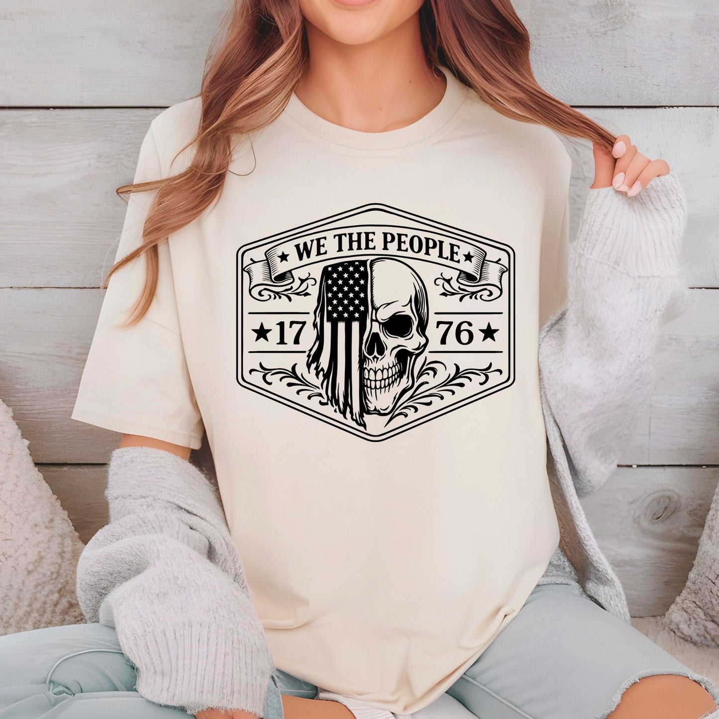 We The People DTF Transfer Ready to Press 1776 American Flag Skull Patriotic USA Freedom Independence Day UV Sticker Prints